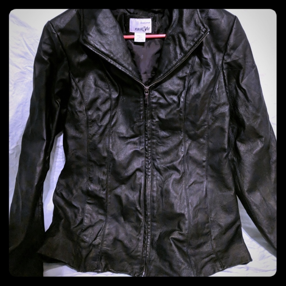 Womens leather jacket worn